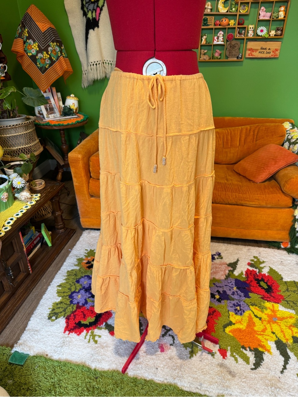 Free People Tiered Maxi Skirt - Orange
